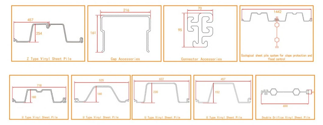 PVC Sheet Pile Vinyl Sheet Piling for Floodwall Flood Protection Structures